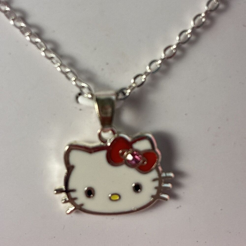 NIB Helloβ Kitty Charm Necklace Fine Silver Plated Sanrio gift boxed NEW